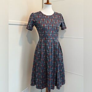 LuLaRoe Floral Midi Dress - Red and Blue